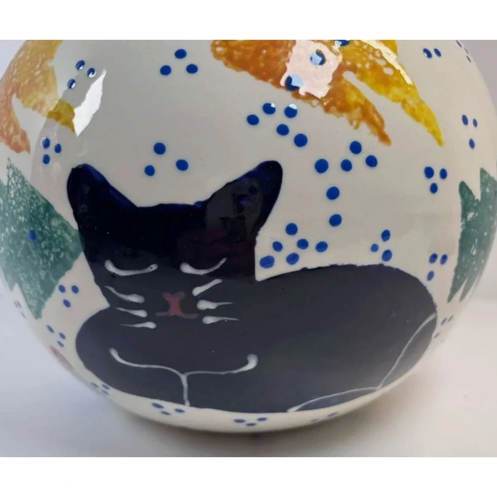 Kitty Dreams Signed Sari Art Pottery Cat Cookie Jar Hand Painted 9.5